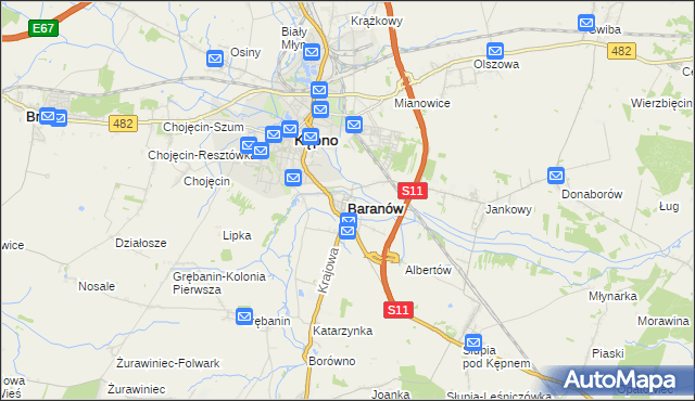 mapa Baranów powiat kępiński, Baranów powiat kępiński na mapie Targeo