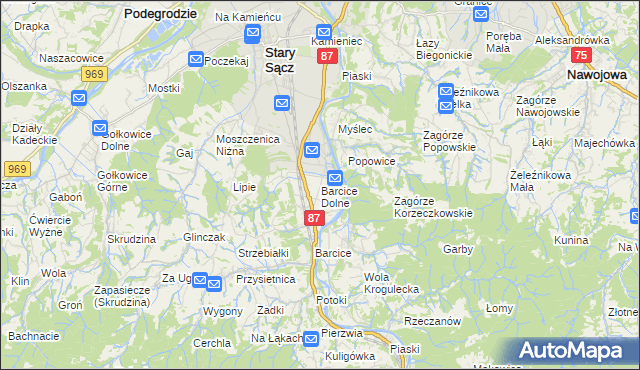 mapa Barcice Dolne, Barcice Dolne na mapie Targeo