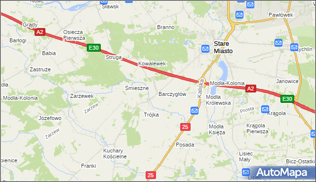 mapa Barczygłów, Barczygłów na mapie Targeo