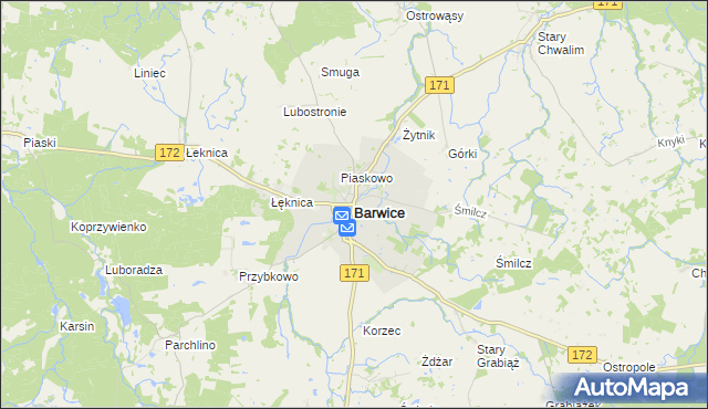 mapa Barwice, Barwice na mapie Targeo