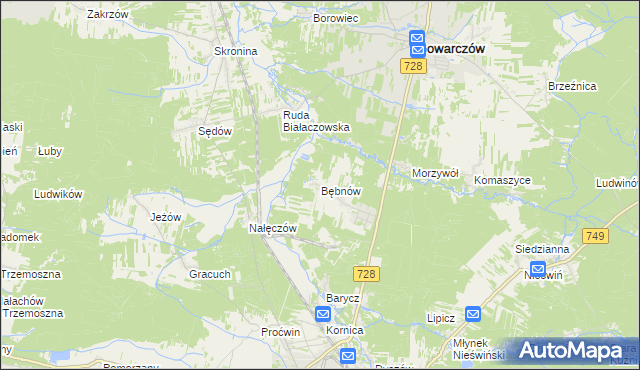 mapa Bębnów gmina Gowarczów, Bębnów gmina Gowarczów na mapie Targeo