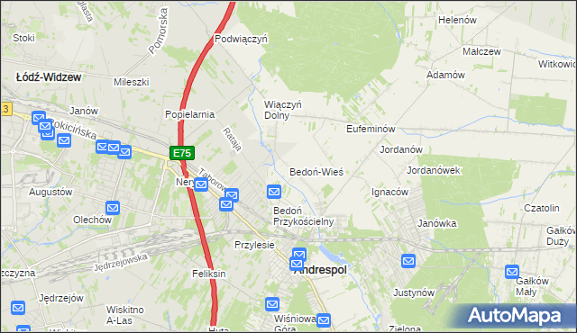 mapa Bedoń-Wieś, Bedoń-Wieś na mapie Targeo