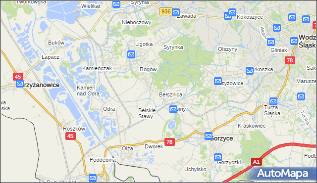 mapa Bełsznica, Bełsznica na mapie Targeo