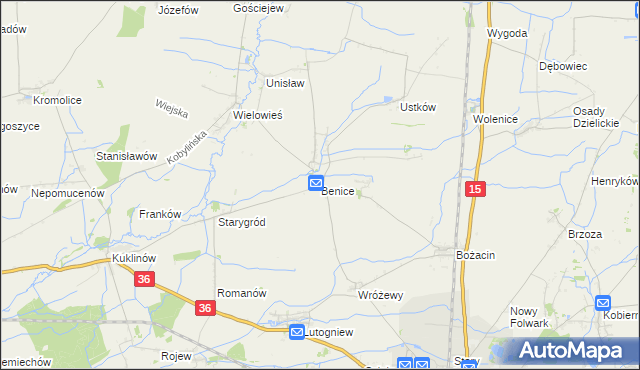 mapa Benice gmina Krotoszyn, Benice gmina Krotoszyn na mapie Targeo