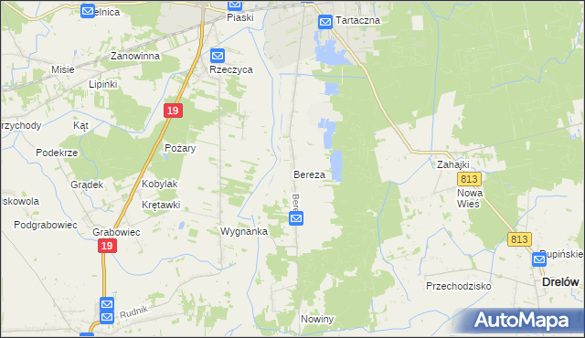 mapa Bereza, Bereza na mapie Targeo