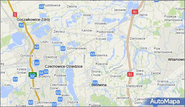 mapa Bestwinka, Bestwinka na mapie Targeo