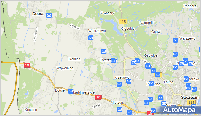 mapa Bezrzecze, Bezrzecze na mapie Targeo