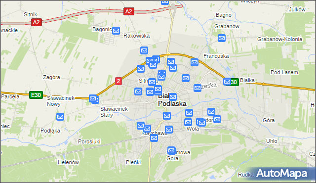 mapa Białej Podlaskiej, Biała Podlaska na mapie Targeo