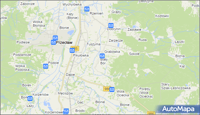 mapa Biały Bór gmina Przecław, Biały Bór gmina Przecław na mapie Targeo