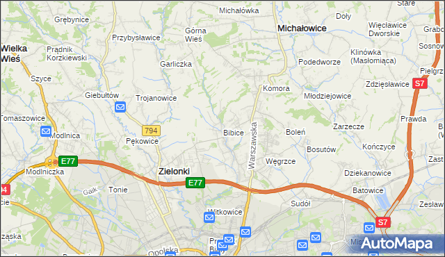 mapa Bibice, Bibice na mapie Targeo