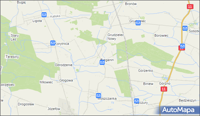 mapa Bieganin, Bieganin na mapie Targeo