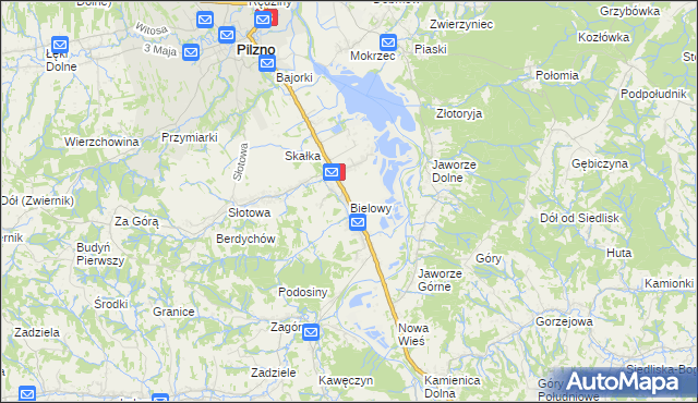 mapa Bielowy, Bielowy na mapie Targeo