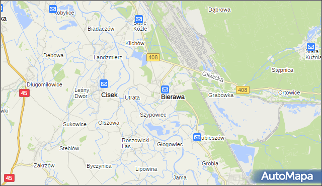 mapa Bierawa, Bierawa na mapie Targeo