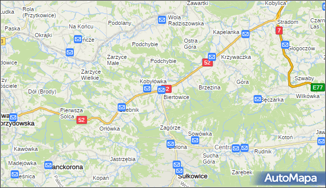 mapa Biertowice, Biertowice na mapie Targeo