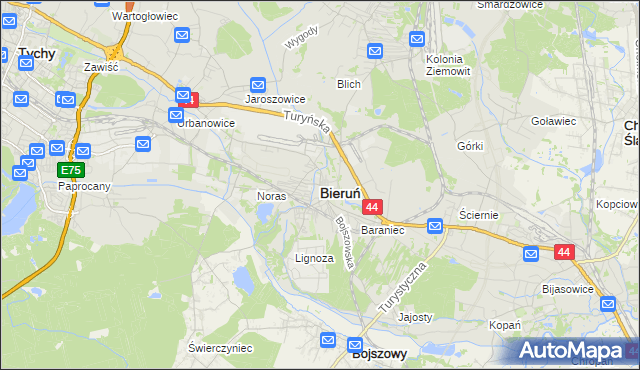 mapa Bieruń, Bieruń na mapie Targeo