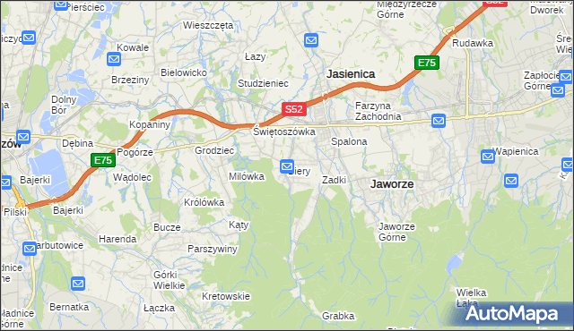 mapa Biery, Biery na mapie Targeo