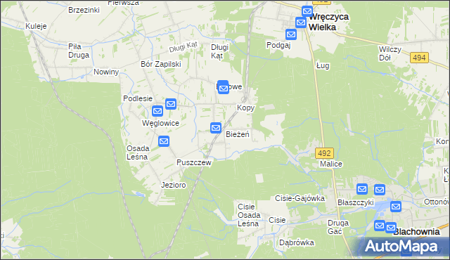 mapa Bieżeń, Bieżeń na mapie Targeo