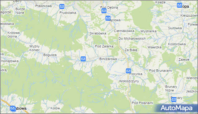 mapa Binczarowa, Binczarowa na mapie Targeo