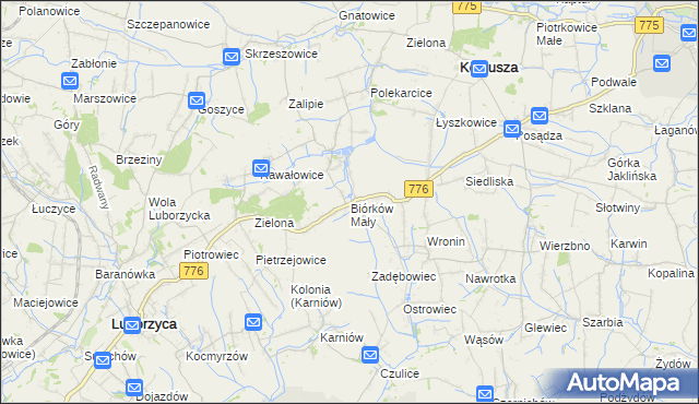 mapa Biórków Mały, Biórków Mały na mapie Targeo
