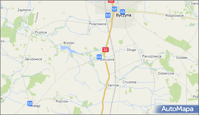 mapa Biskupice gmina Byczyna, Biskupice gmina Byczyna na mapie Targeo