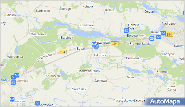 mapa Biskupice gmina Pobiedziska, Biskupice gmina Pobiedziska na mapie Targeo
