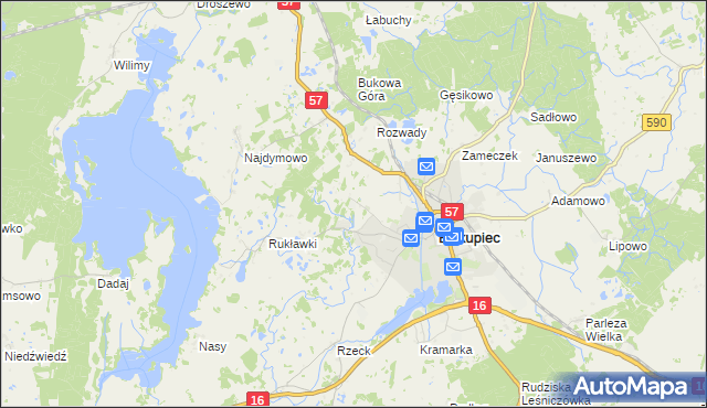 mapa Biskupiec-Kolonia Trzecia, Biskupiec-Kolonia Trzecia na mapie Targeo