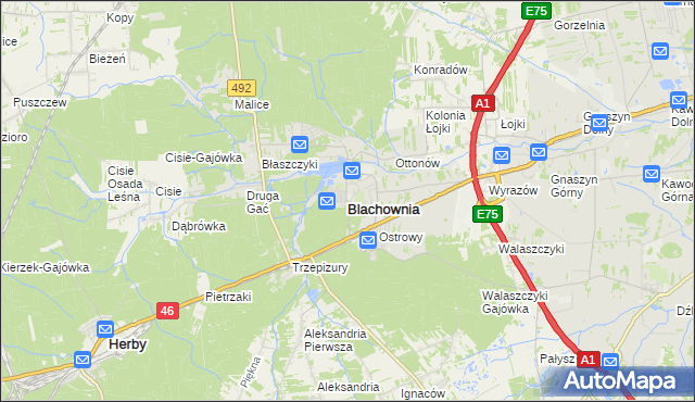 mapa Blachownia, Blachownia na mapie Targeo