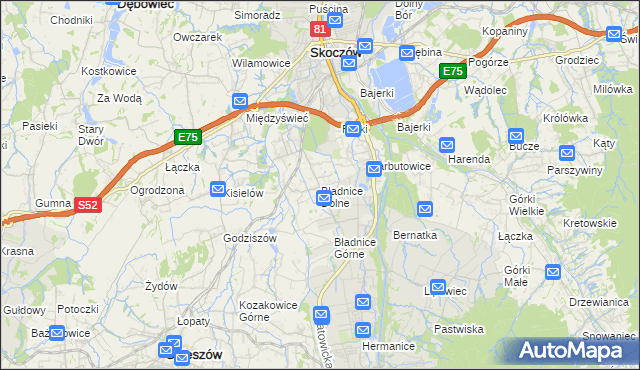 mapa Bładnice Dolne, Bładnice Dolne na mapie Targeo