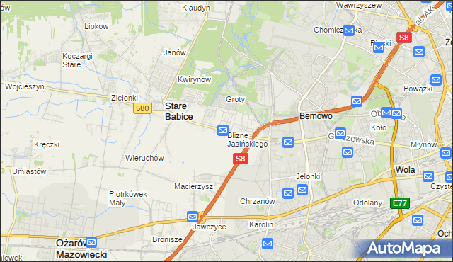 mapa Blizne Jasińskiego, Blizne Jasińskiego na mapie Targeo