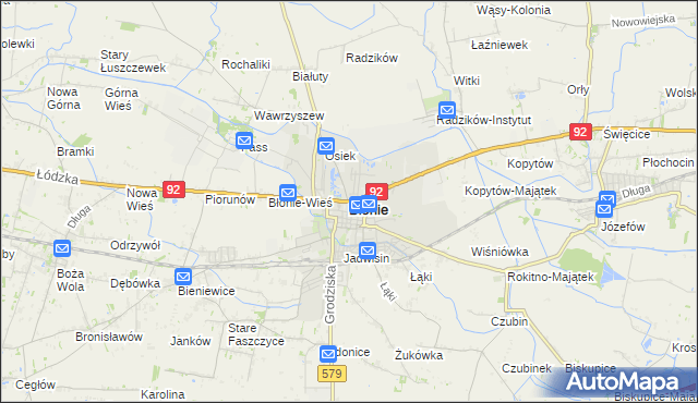 mapa Błonie powiat warszawski zachodni, Błonie powiat warszawski zachodni na mapie Targeo