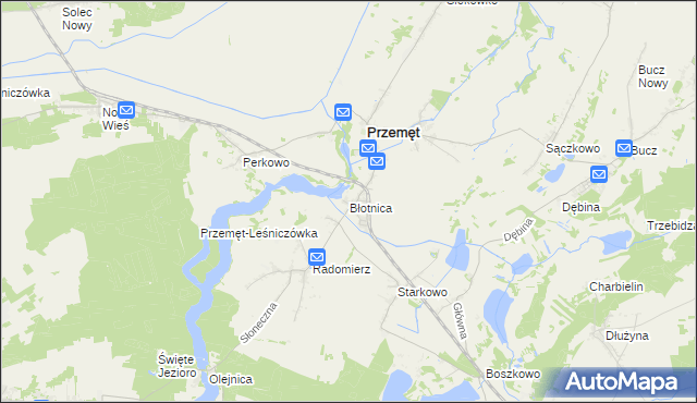 mapa Błotnica gmina Przemęt, Błotnica gmina Przemęt na mapie Targeo