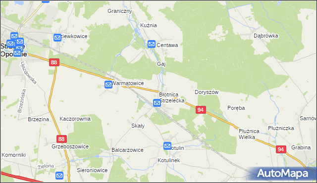 mapa Błotnica Strzelecka, Błotnica Strzelecka na mapie Targeo