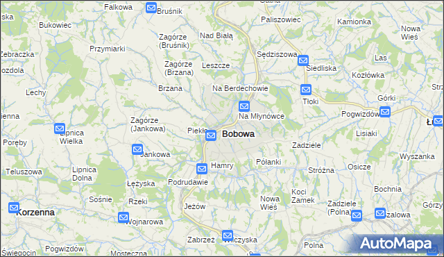 mapa Bobowa powiat gorlicki, Bobowa powiat gorlicki na mapie Targeo