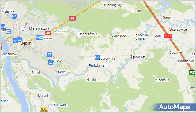 mapa Bobrowniki gmina Ryki, Bobrowniki gmina Ryki na mapie Targeo