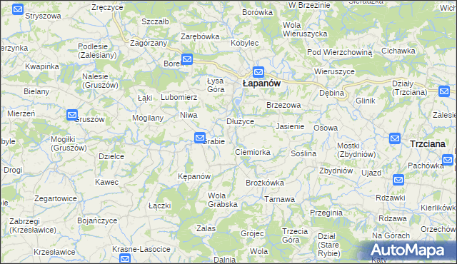 mapa Boczów gmina Łapanów, Boczów gmina Łapanów na mapie Targeo