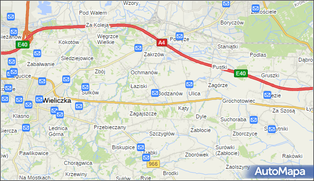 mapa Bodzanów gmina Biskupice, Bodzanów gmina Biskupice na mapie Targeo