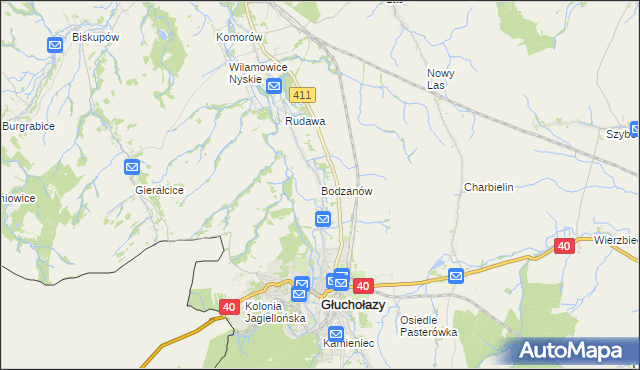 mapa Bodzanów gmina Głuchołazy, Bodzanów gmina Głuchołazy na mapie Targeo