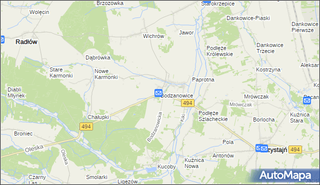 mapa Bodzanowice, Bodzanowice na mapie Targeo