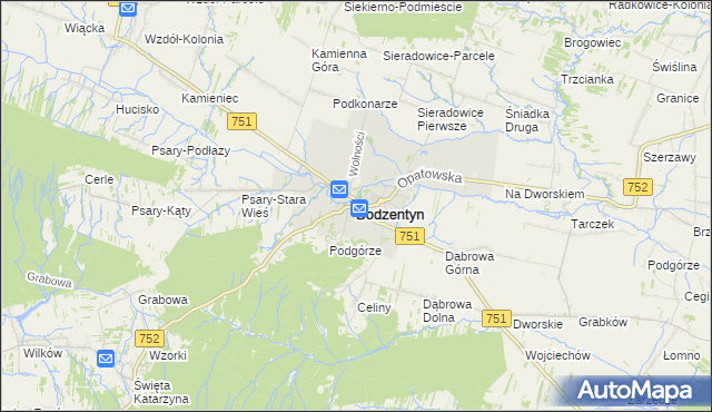 mapa Bodzentyn, Bodzentyn na mapie Targeo