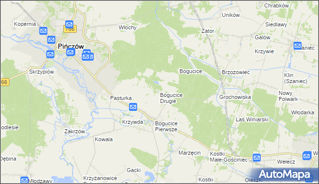 mapa Bogucice Drugie, Bogucice Drugie na mapie Targeo