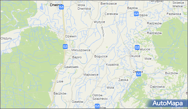 mapa Bogucice gmina Bochnia, Bogucice gmina Bochnia na mapie Targeo