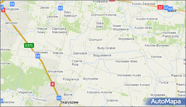 mapa Bogusławice gmina Skaryszew, Bogusławice gmina Skaryszew na mapie Targeo