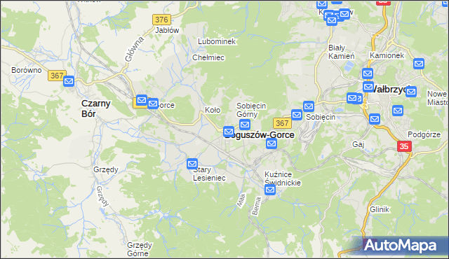 mapa Boguszów-Gorce, Boguszów-Gorce na mapie Targeo