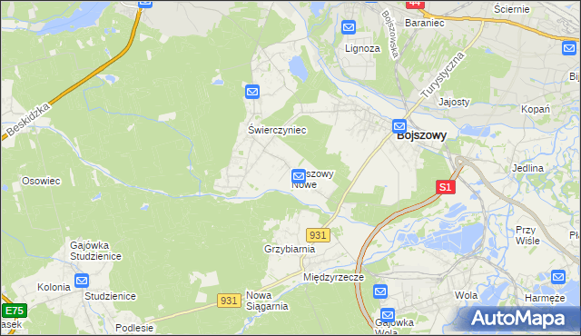 mapa Bojszowy Nowe, Bojszowy Nowe na mapie Targeo