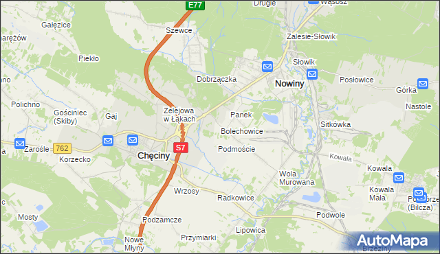 mapa Bolechowice gmina Sitkówka-Nowiny, Bolechowice gmina Sitkówka-Nowiny na mapie Targeo