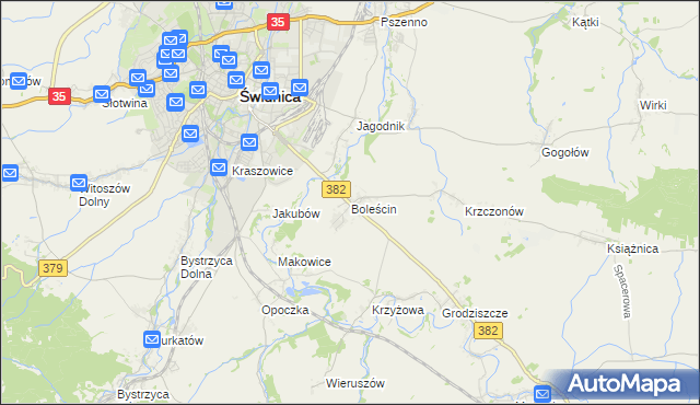 mapa Boleścin gmina Świdnica, Boleścin gmina Świdnica na mapie Targeo