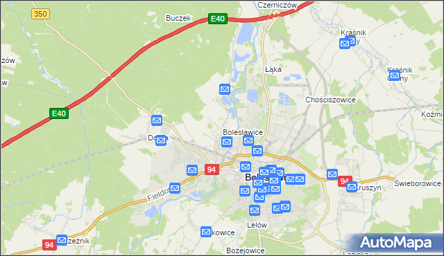 mapa Bolesławice gmina Bolesławiec, Bolesławice gmina Bolesławiec na mapie Targeo