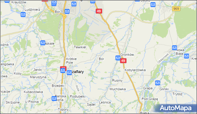 mapa Bór gmina Szaflary, Bór gmina Szaflary na mapie Targeo