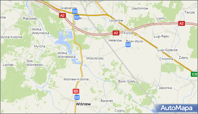 mapa Borki-Kosiorki, Borki-Kosiorki na mapie Targeo