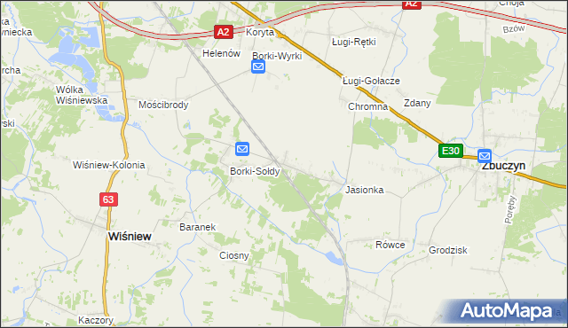 mapa Borki-Kosy, Borki-Kosy na mapie Targeo